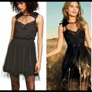 New black tulle slip dress satin bow party cocktai